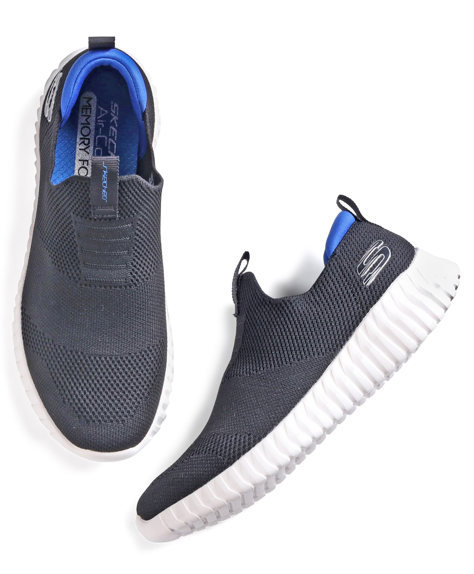 Skechers Slip On Casual Shoes Solid Colour Alphabet Applique- Blue-image-12