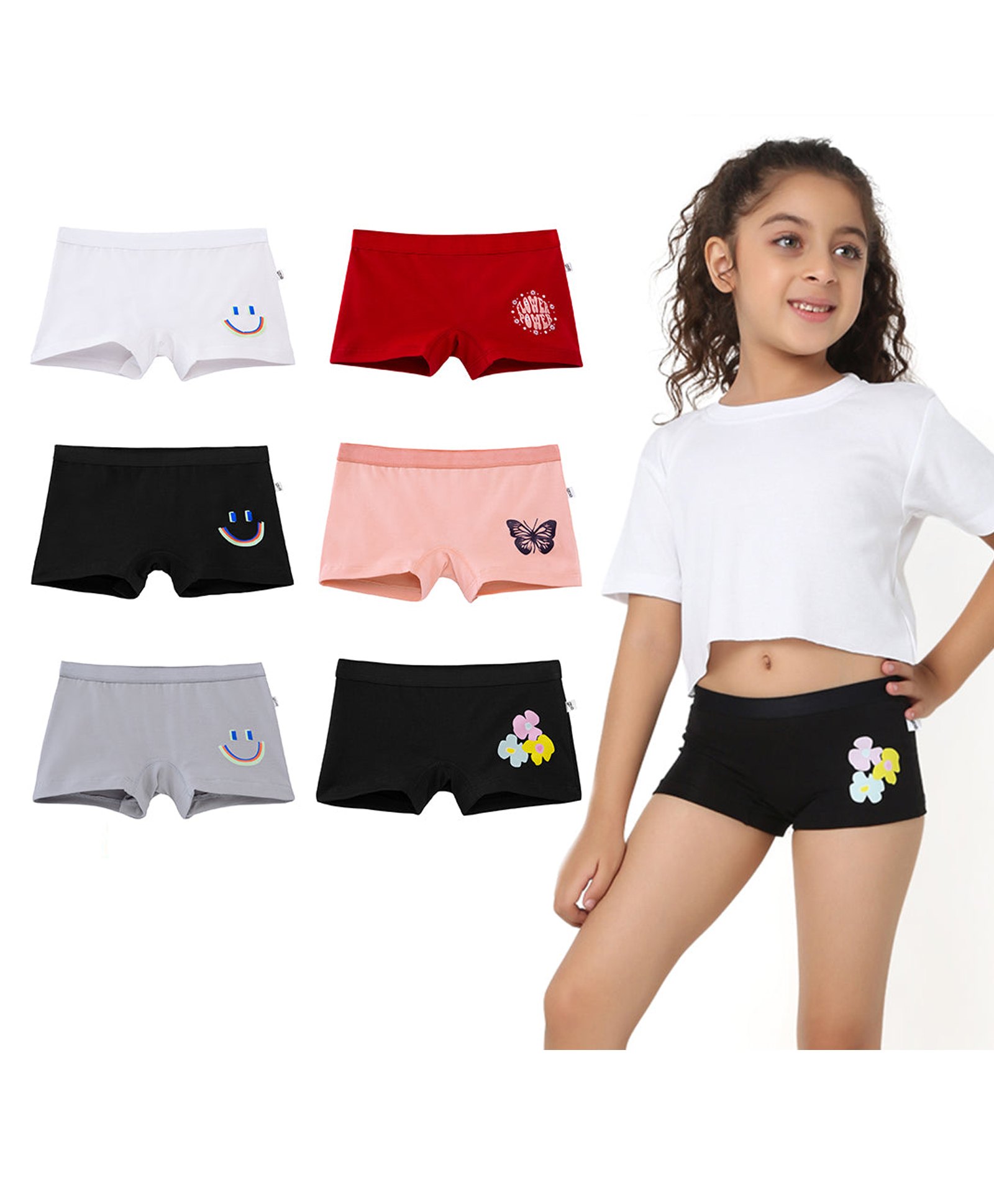 Plan B Pack Of 6 Smiley & Butterfly Printed Boxers - Multi Colour-picture-15