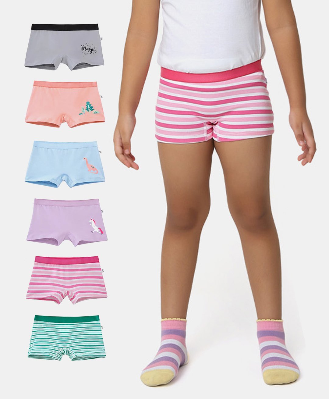Plan B Pack Of 6 Striped & Animals Printed Boxers- Multi Colour-image-30