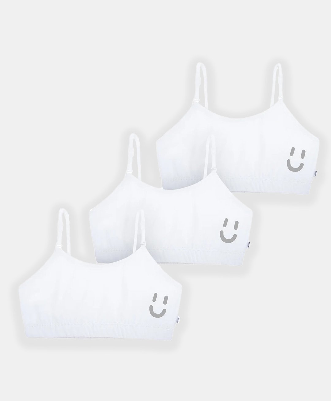 Plan B Pack Of 3 Sleeveless Smiley Printed Training Bras - White-image-6