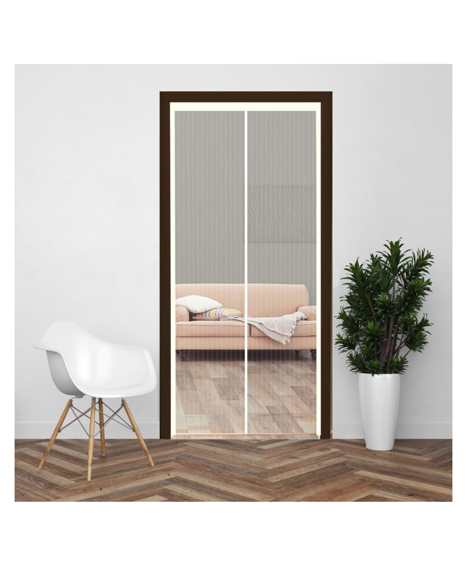 Evafly Mosquito Net for Door Polyester Magnetic Curtain Auto Closing Insect Screen for All Door Types with Self Adhesive Hook Tape(205X85cm,Ivory)-picture-19