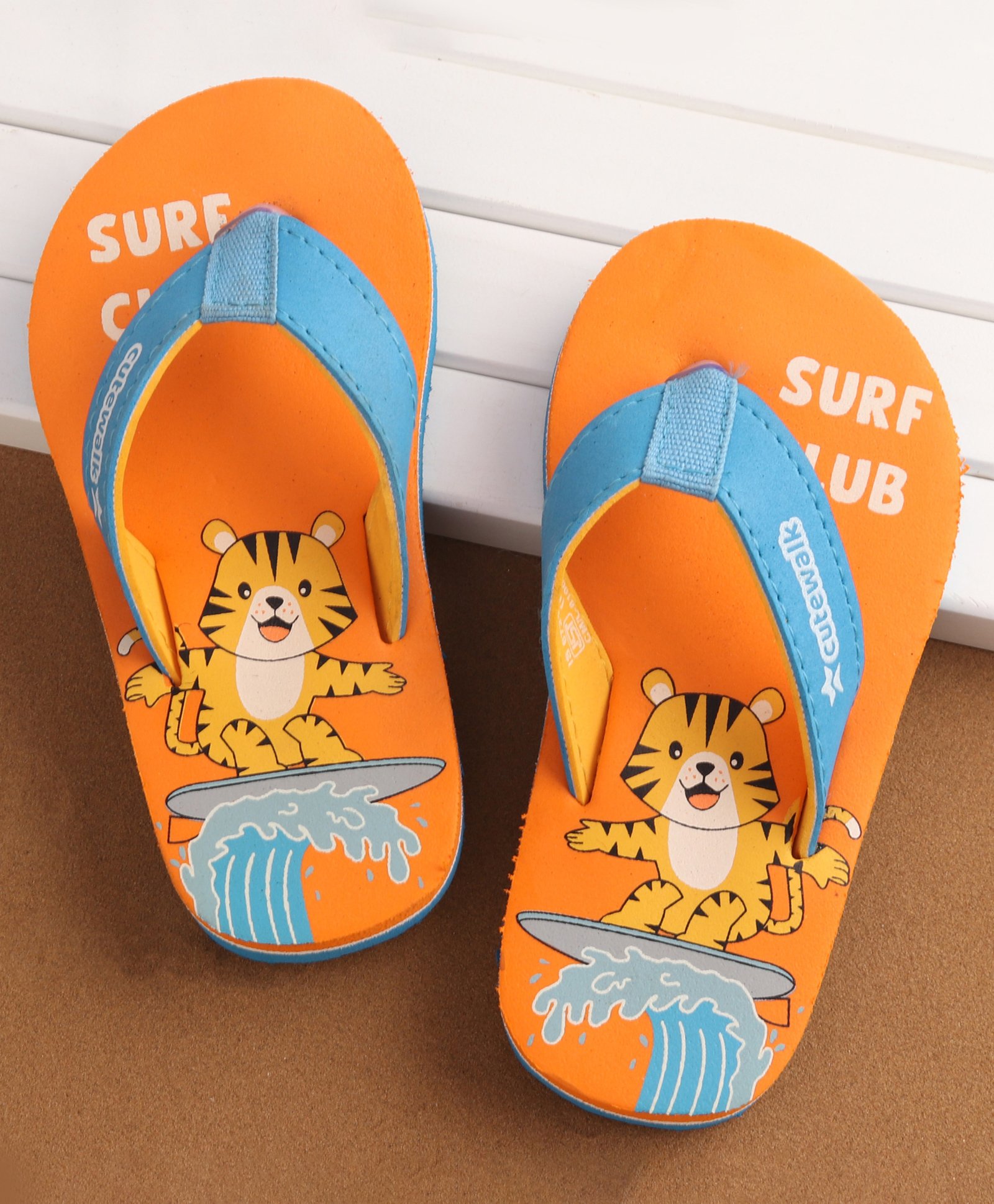 Cute Walk by Babyhug Slip On Flip Flops Tiger Print - Orange-image-19
