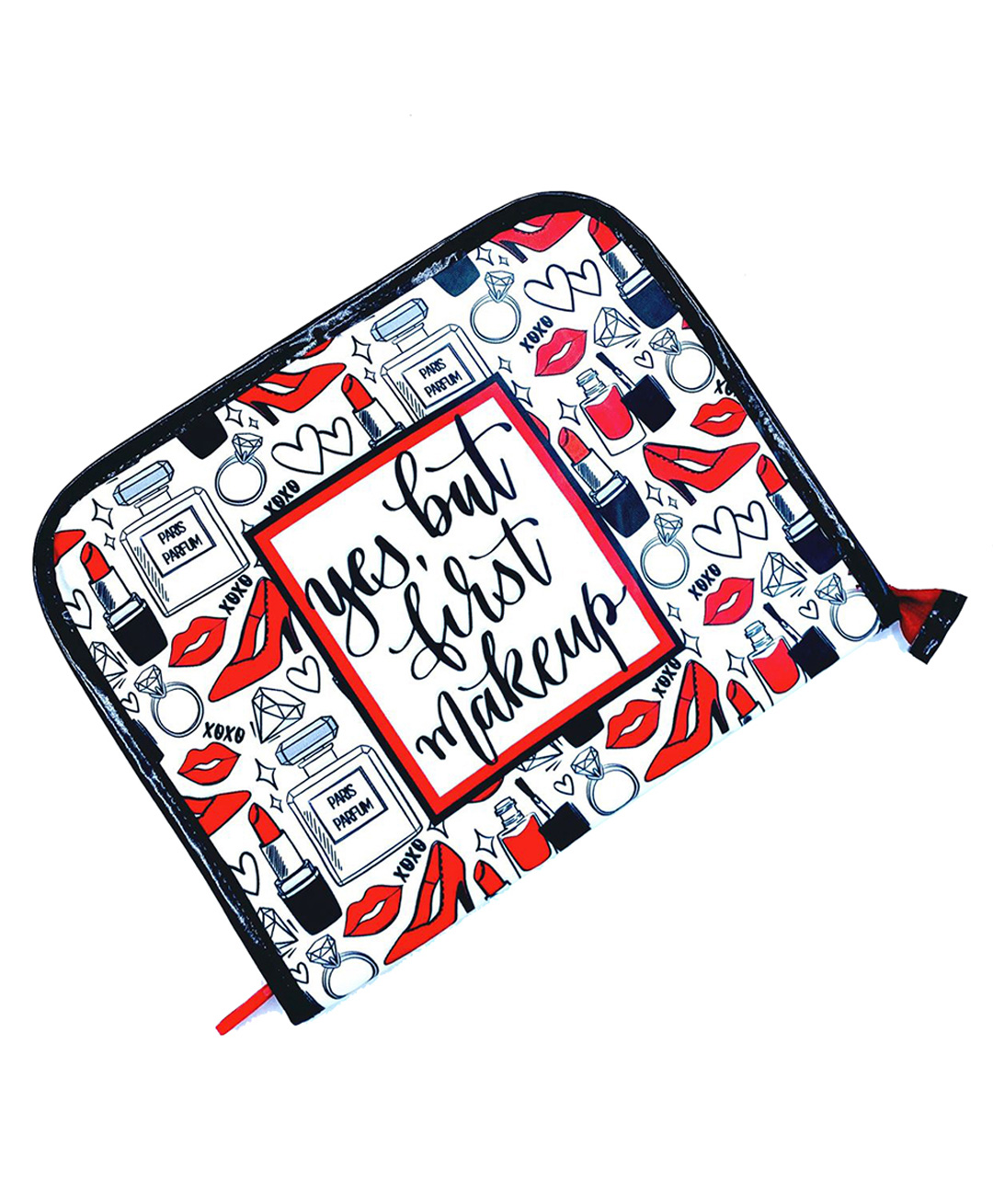 Echo Boomers White Make Up Printed Hair Clip Organizer Utility Pouch - White-image-1