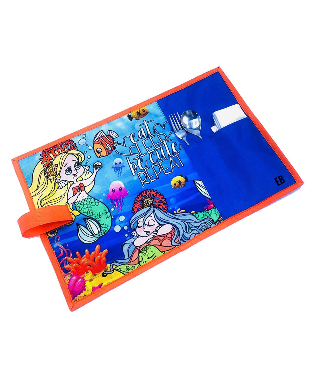 Echo Boomers Blue Mermaid Printed Stain Resistant Placemats Waterproof Tablemats for Kids Teenagers - Blue-image-3