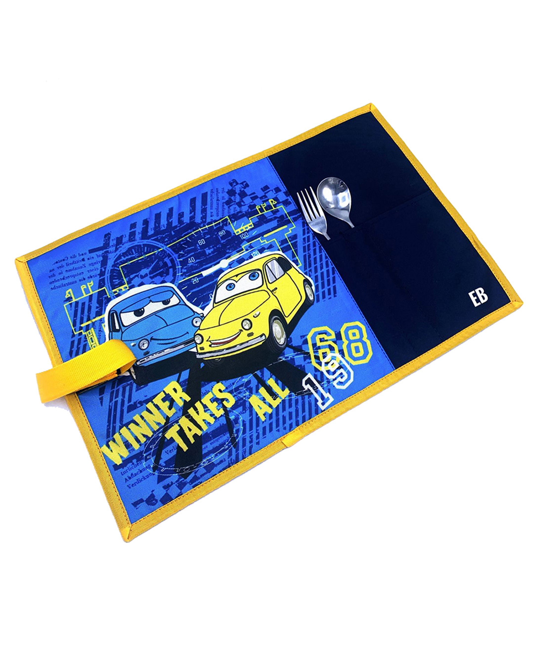 Echo Boomers Yellow Cars Printed Stain Resistant Placemats Waterproof Tablemats for Kids Teenagers - Yellow & Blue-image-2