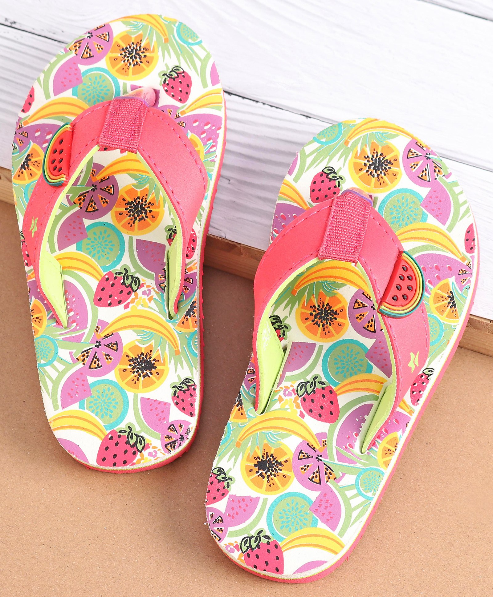 Cute Walk by Babyhug Slip On Flip Flops with Watermelon Print & Applique- Pink-picture-18