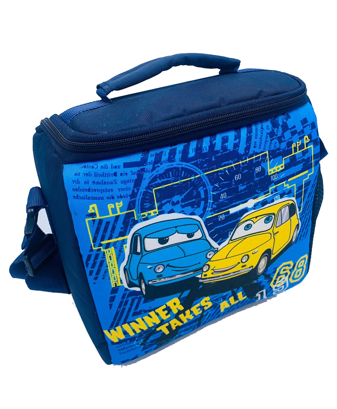 Echo Boomers Cars Print Insulated Tiffin Lunch Bags for Kids with Bottle Holder - Blue-image-18