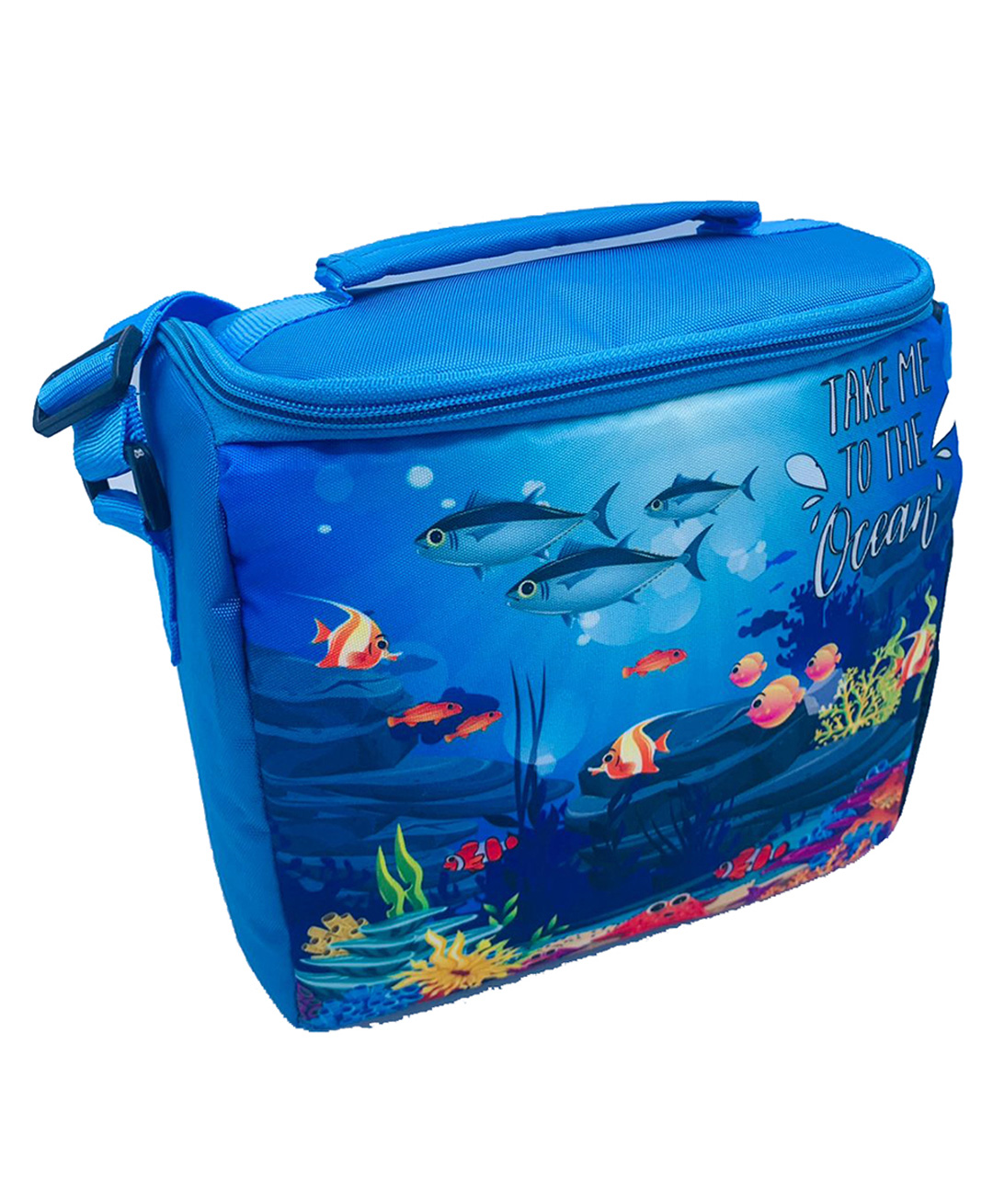 Echo Boomers Ocean Print Insulated Tiffin Lunch Bags for Kids with Bottle Holder - Blue-image-43