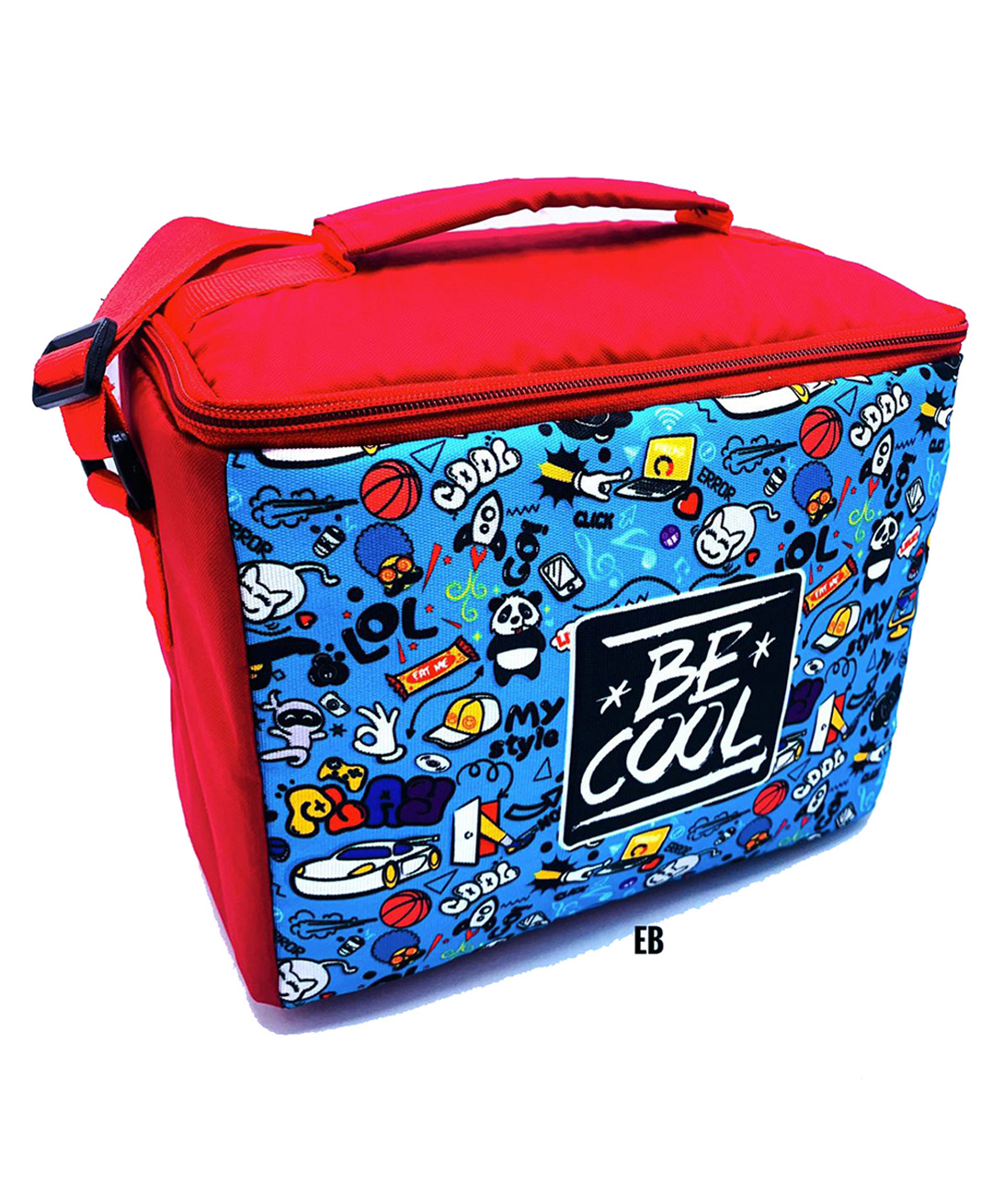Echo Boomers Cool Print Insulated Tiffin Lunch Bags for Kids with Bottle Holder - Red-picture-15