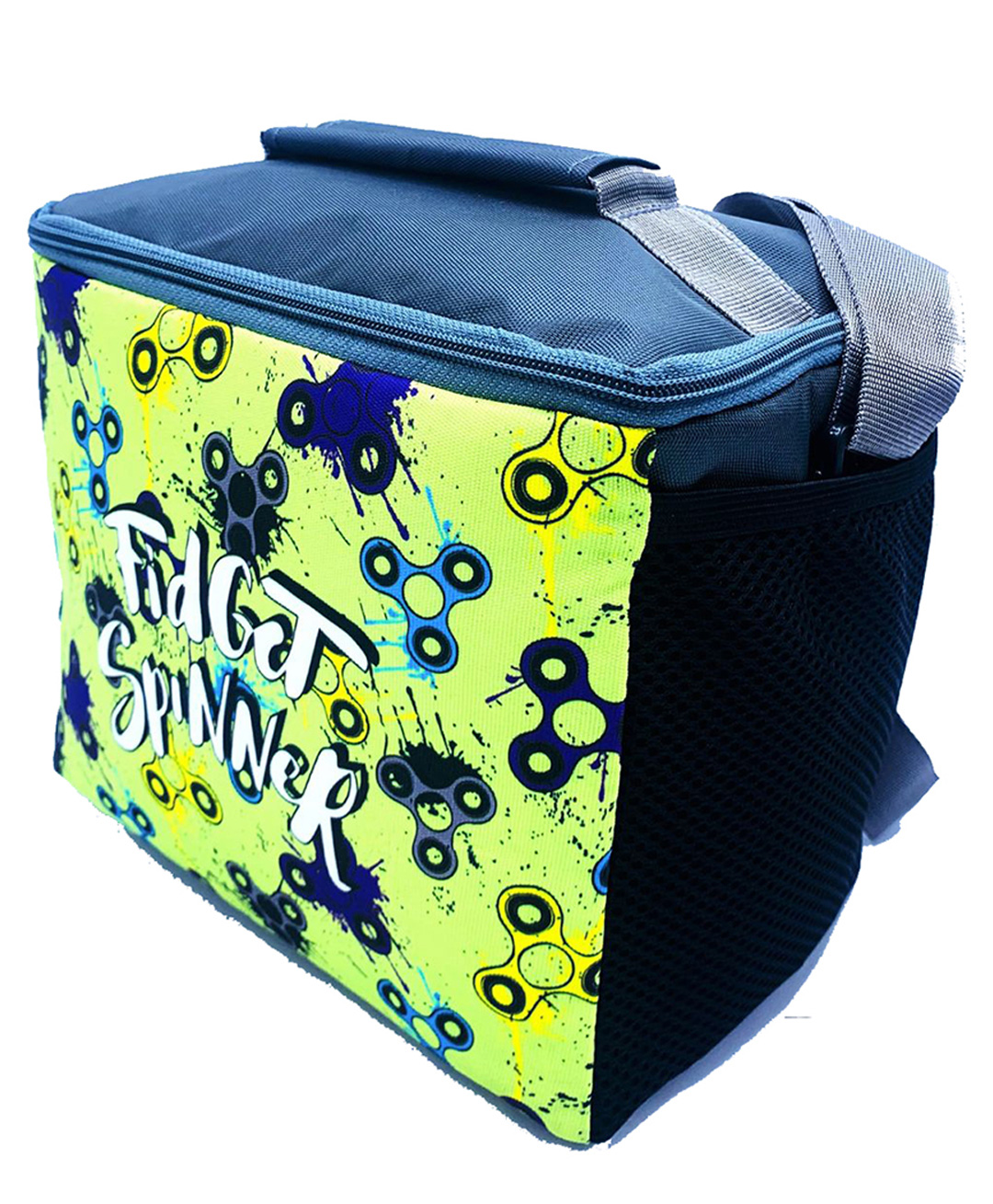 Echo Boomers Fidget Print Insulated Tiffin Lunch Bags for Kids with Bottle Holder - Blue-image-44