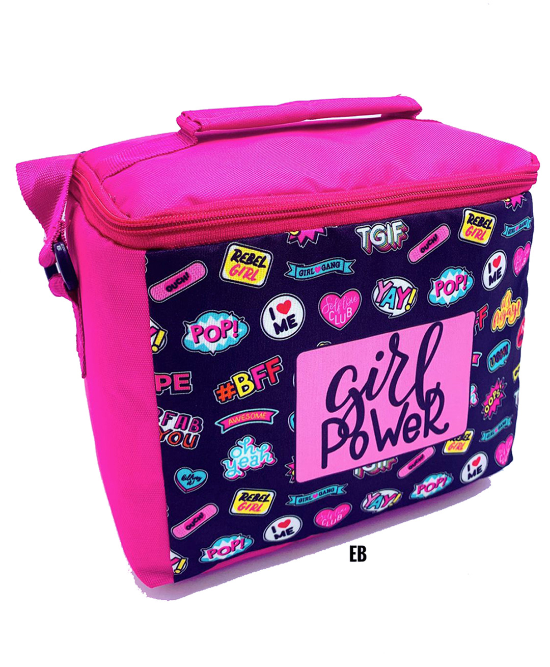 Echo Boomers Girl Boss Print Insulated Tiffin Lunch Bags for Kids with Bottle Holder - Pink-image-32