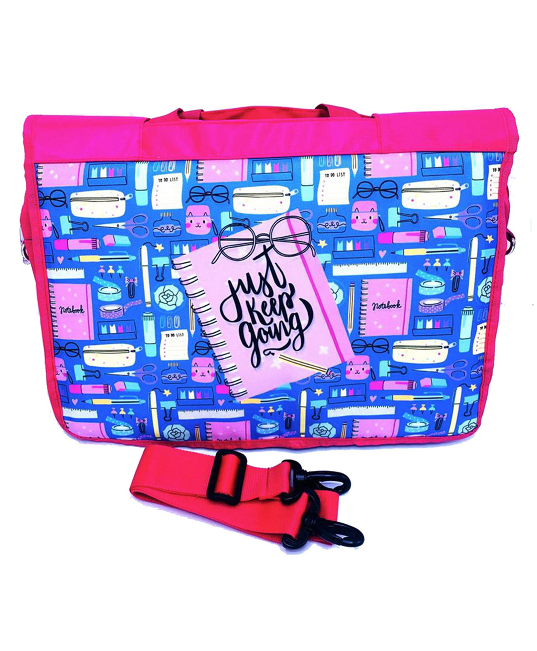 Echo Boomers Keep Going Design Print Tote A4 Size Drawing Activity Bag with Multiple Utility Pockets - Pink-image-22