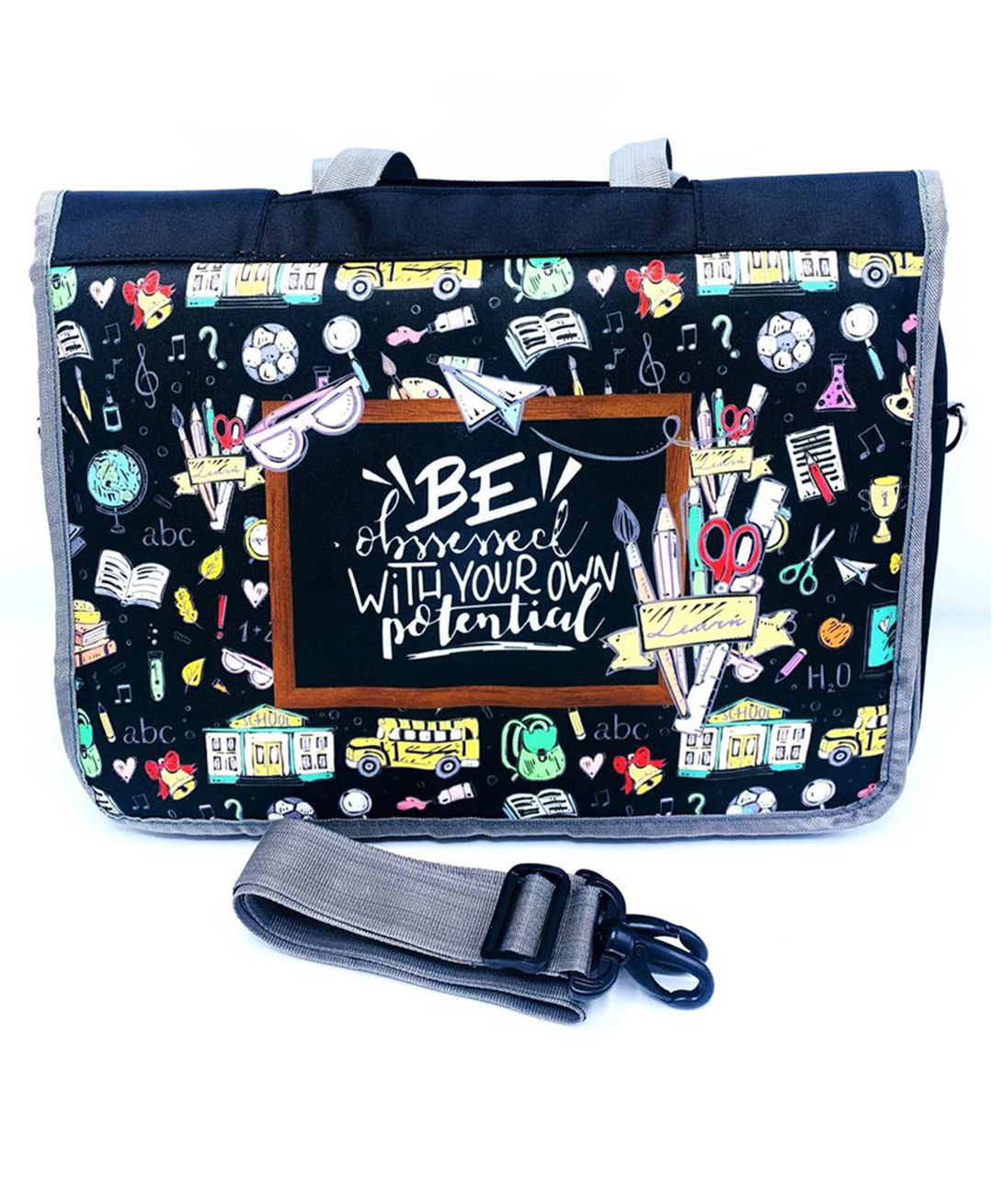 Echo Boomers Classroon Design Print Tote A4 Size Drawing Activity Bag with Multiple Utility Pockets - Grey-picture-22