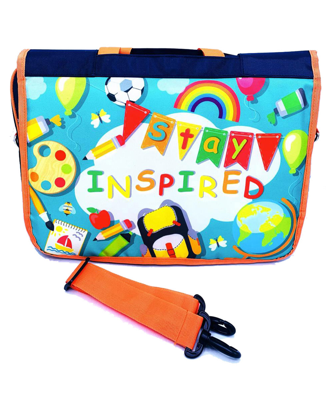Echo Boomers Stay Inspired Design Print Tote A4 Size Drawing Activity Bag with Multiple Utility Pockets - Orange-image-8