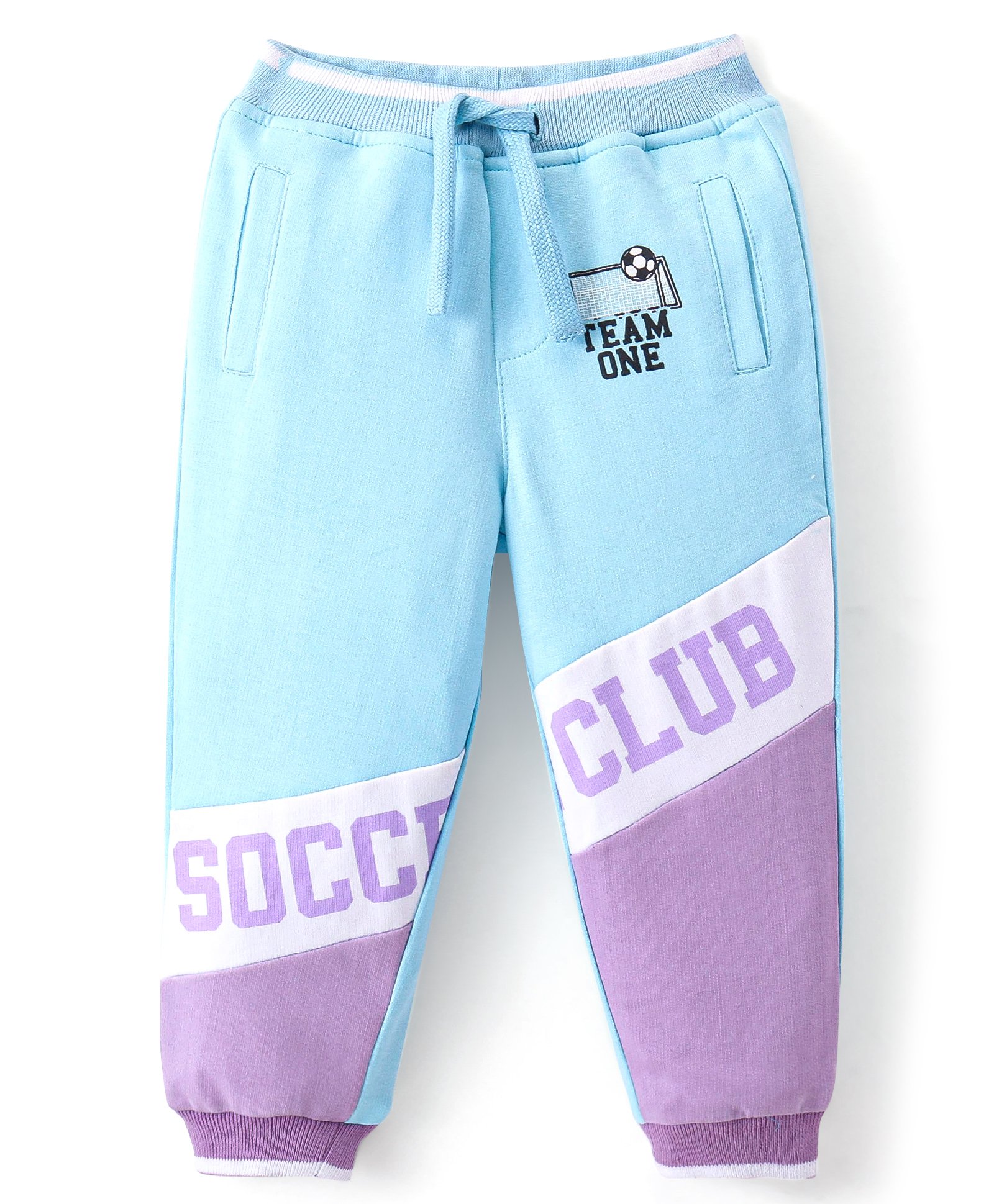 Babyhug Cotton Looper Full Length  Track Pants Text Print - Blue-picture-15