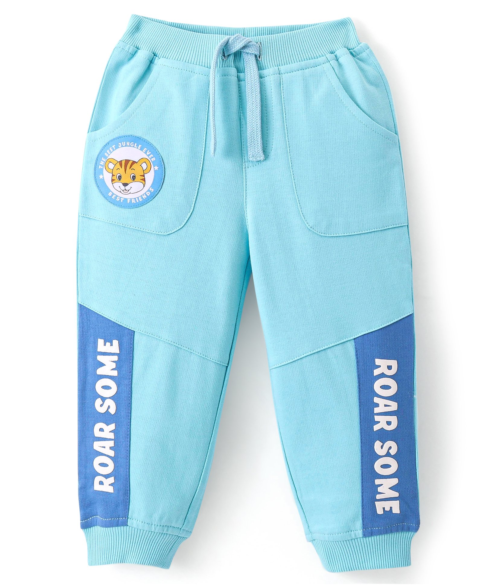 Babyhug Cotton Looper Full Length  Lounge and Track Pants Text Print -  Blue-picture-36