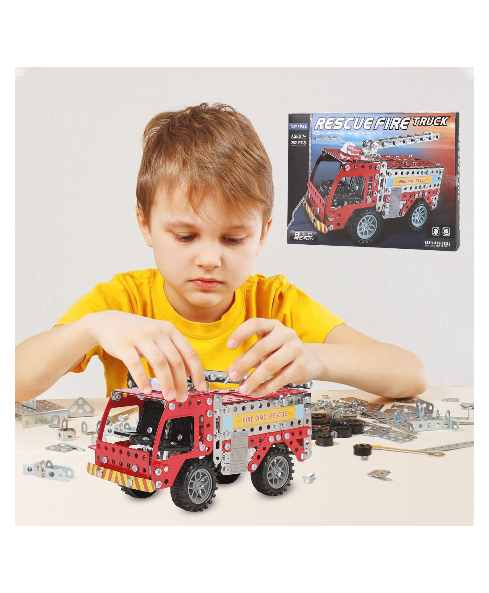 Sanjary Resuce Fire Truck Educational & Learning Blocks for Kids 292 Pcs Multicolors-picture-24