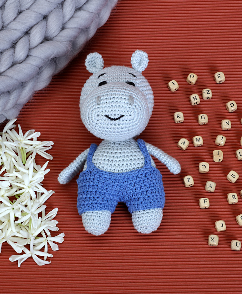 Love Crochet Art Crochet Handmade Hippo Soft Toys - Gray Blue-picture-16