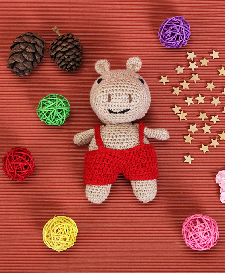 Love Crochet Art Crochet Handmade Hippo Soft Toys - Brown Red-picture-13