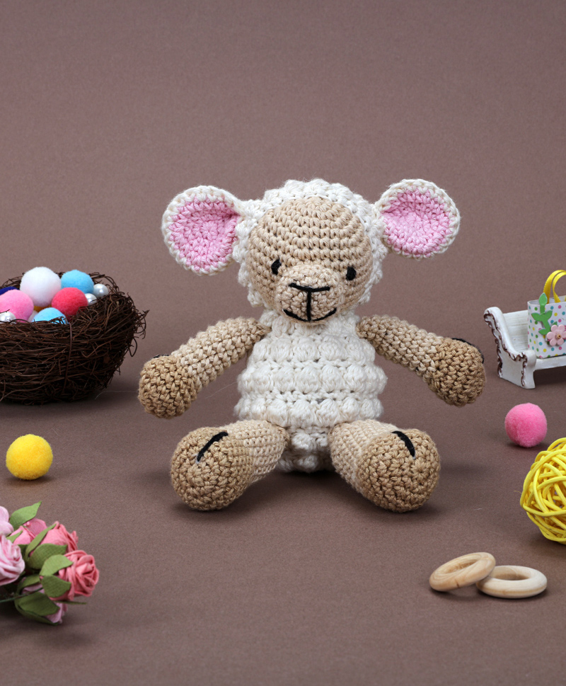 Crochet Sheep Soft Toys - Cream-image-41