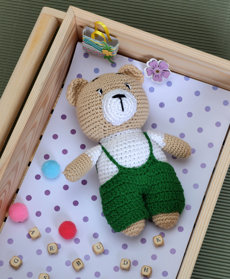Love Crochet Art Crochet Bear Boy Soft Toys - Green-picture-15