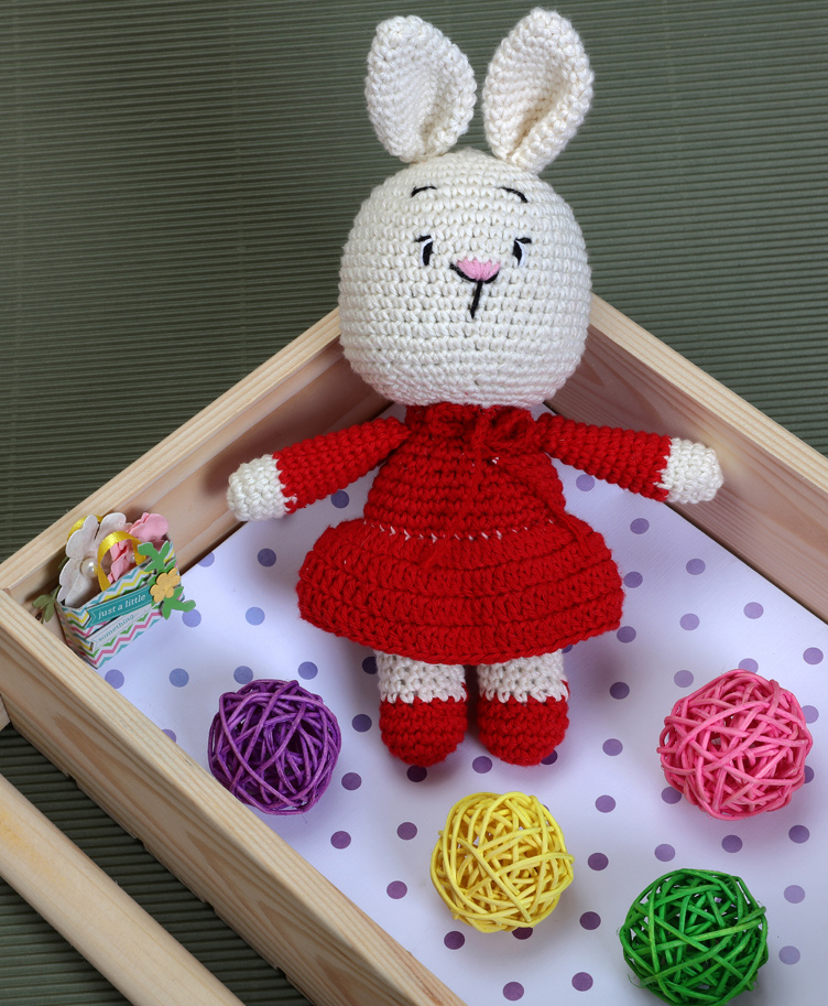 love crochet art Crochet Bunny Girl Soft Toys - Red-picture-28