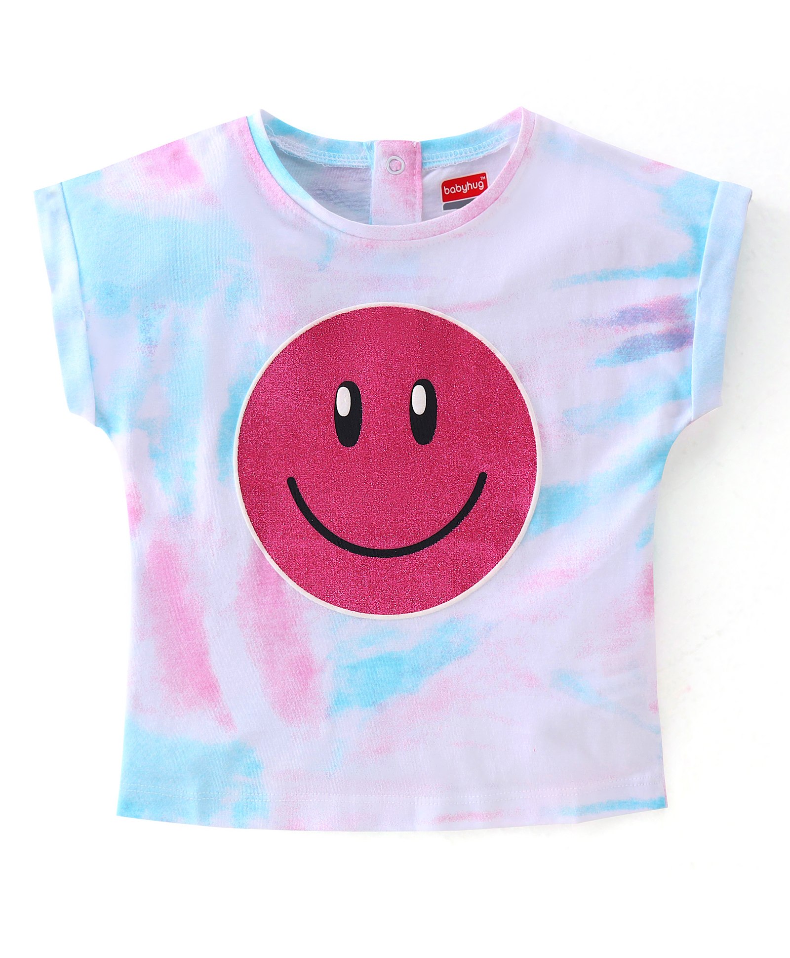 Babyhug Cotton Knit Half Sleeves Smiley Printed T-Shirt - Multicolour-image-30