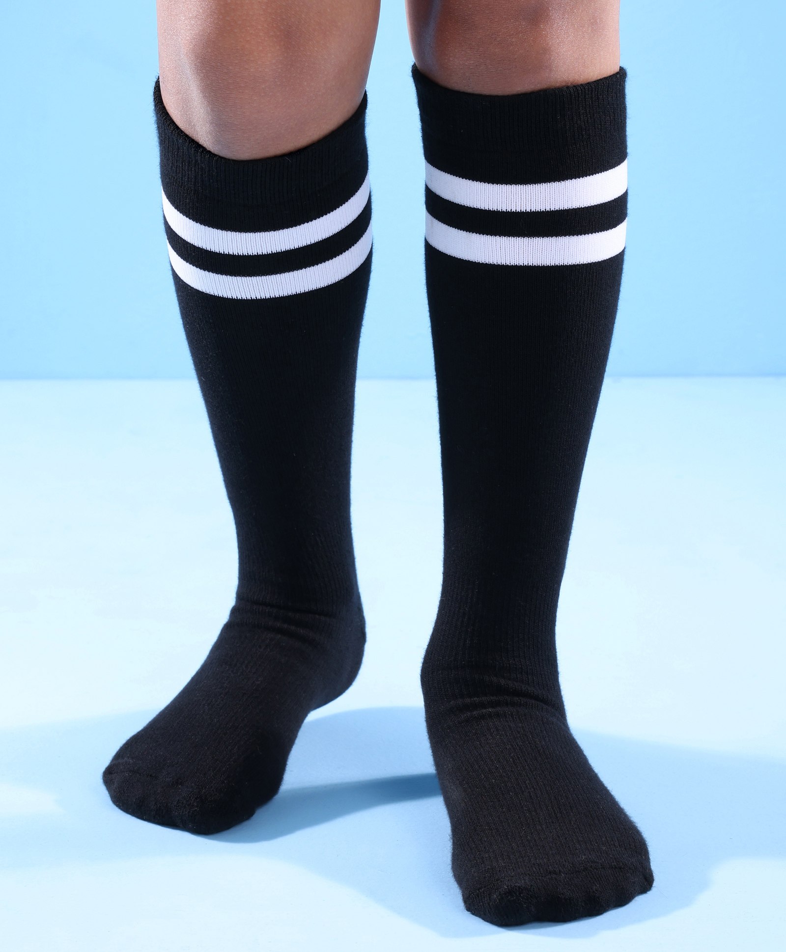 Pine Active  Mid Thigh Length Football Socks Striped- Black-picture-18