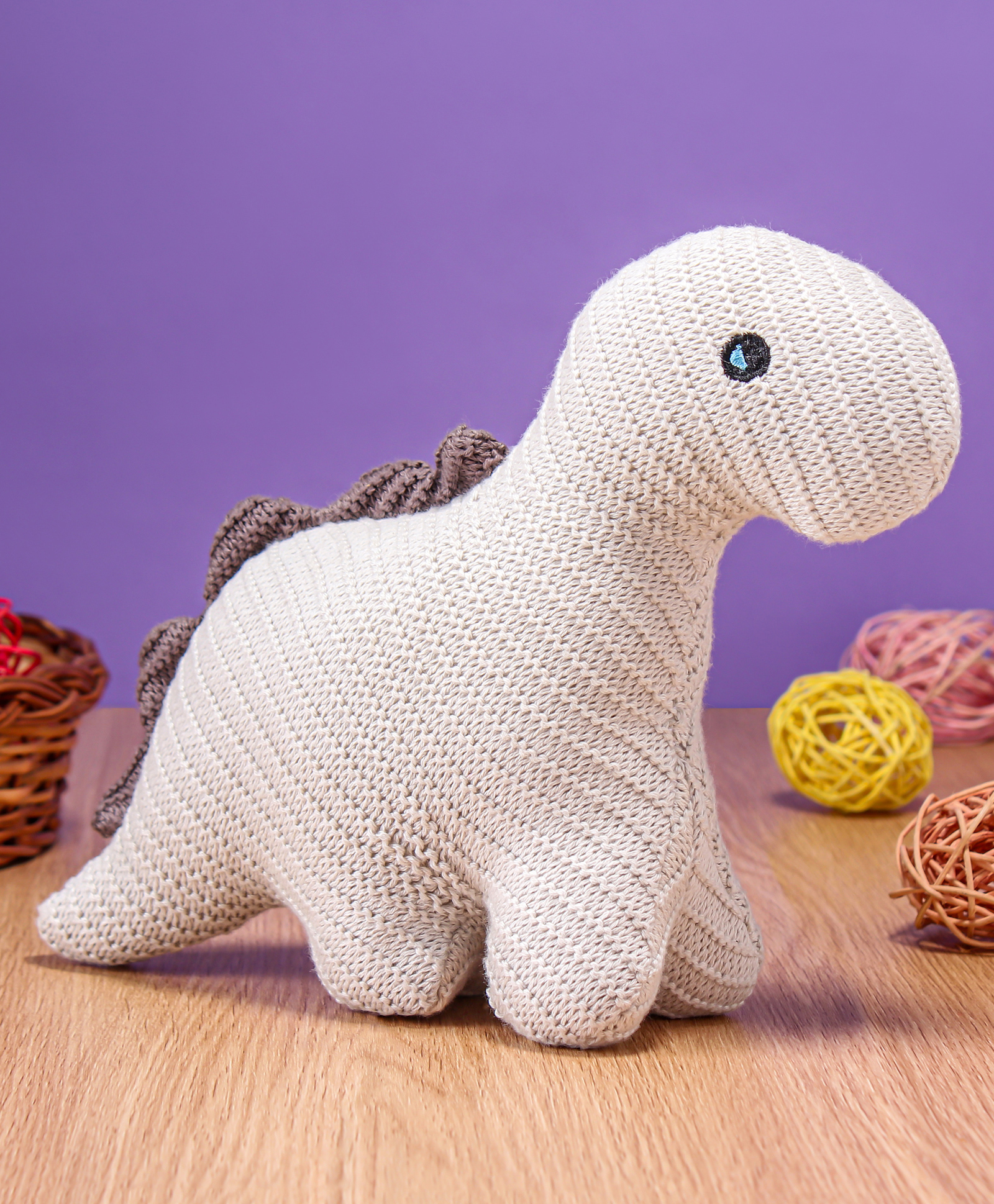 Zoe Crochet Dino Toy Grey - Height 18.5 cm-picture-5