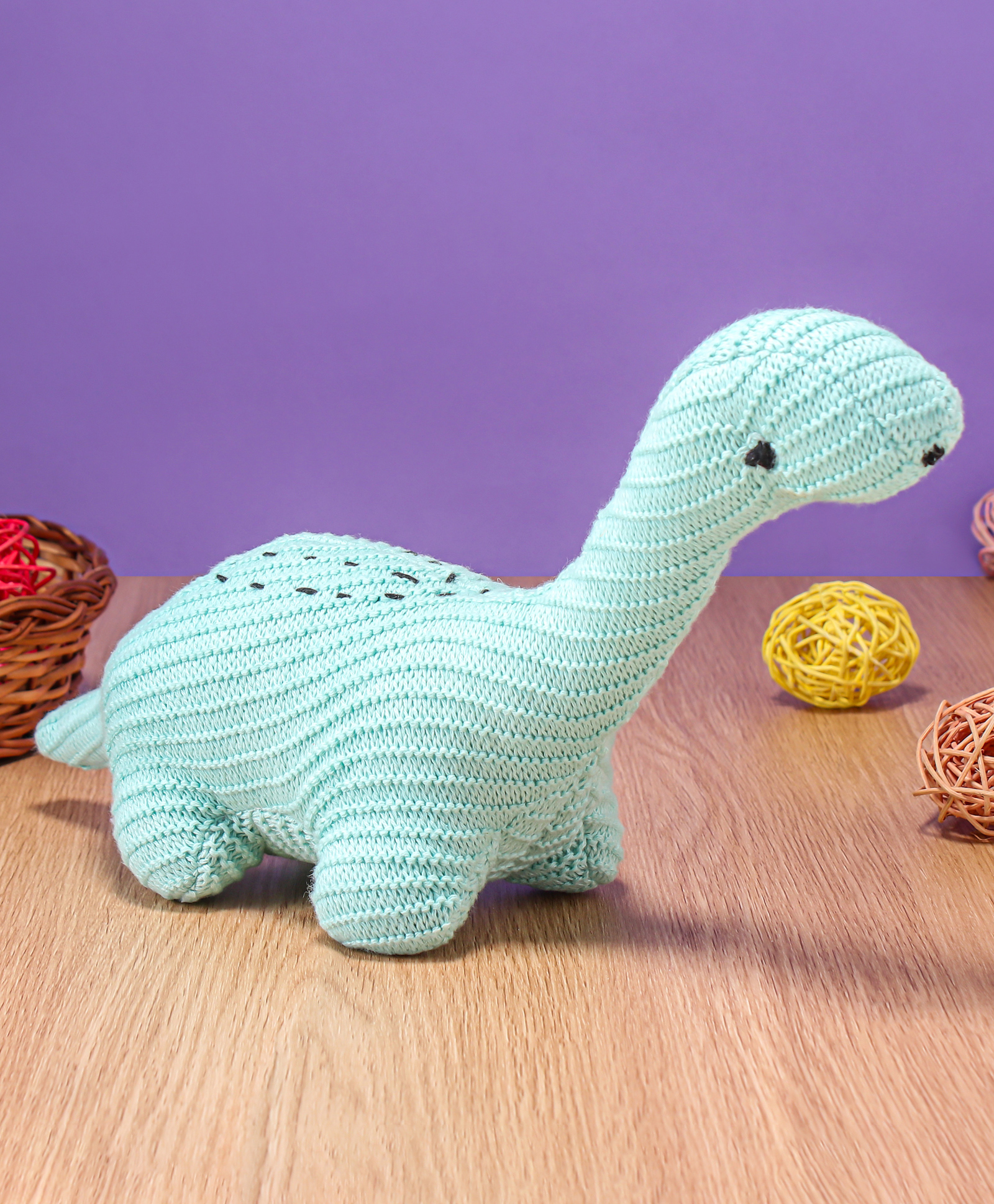 Zoe Crochet Dino Toy Blue - Height 14 cm-image-39