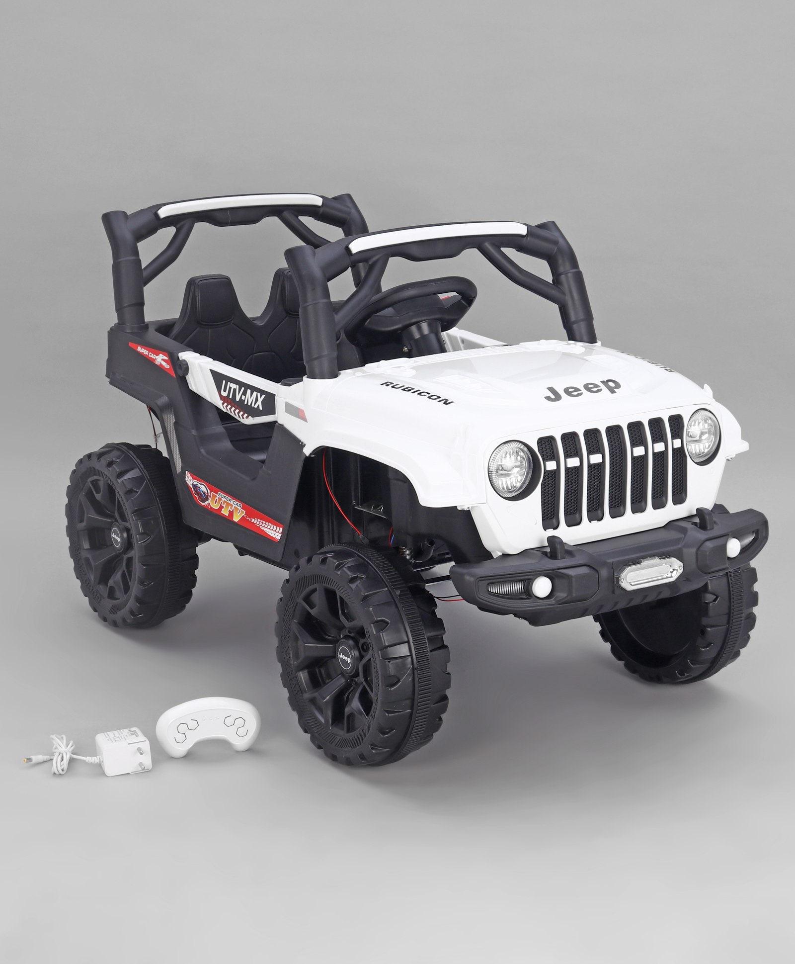 Battery Operated Ride On Jeep With Remote Control- White-image-40