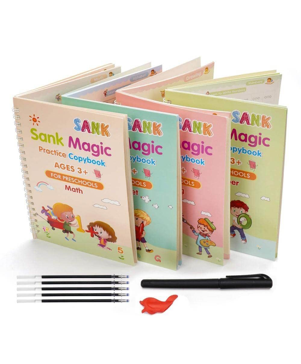 FANTASY INDIA World Baby Love Magic Practice Copy Book for Kids - 4Pcs Magic Book with Pens, Calligraphy Books for Beginners Practice,Magical Reusable Hand Writing Book-picture-10
