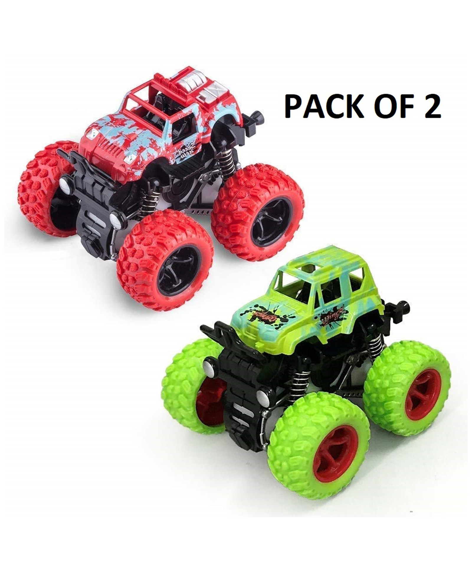 Fantasy India Mini Monster Truck Friction Powered Push go Truck Set of 2 (Color May Vary)-image-35