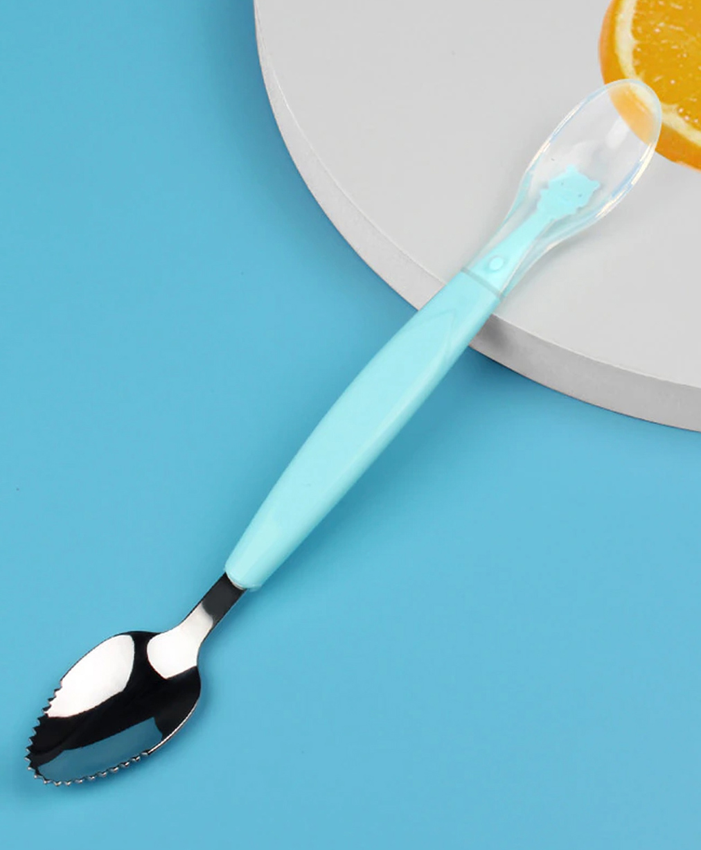 Fantasy India Baby Fruit Scraping Mud Spoon Feeding Spoon Soft Silicone Spoon - Green-picture-27