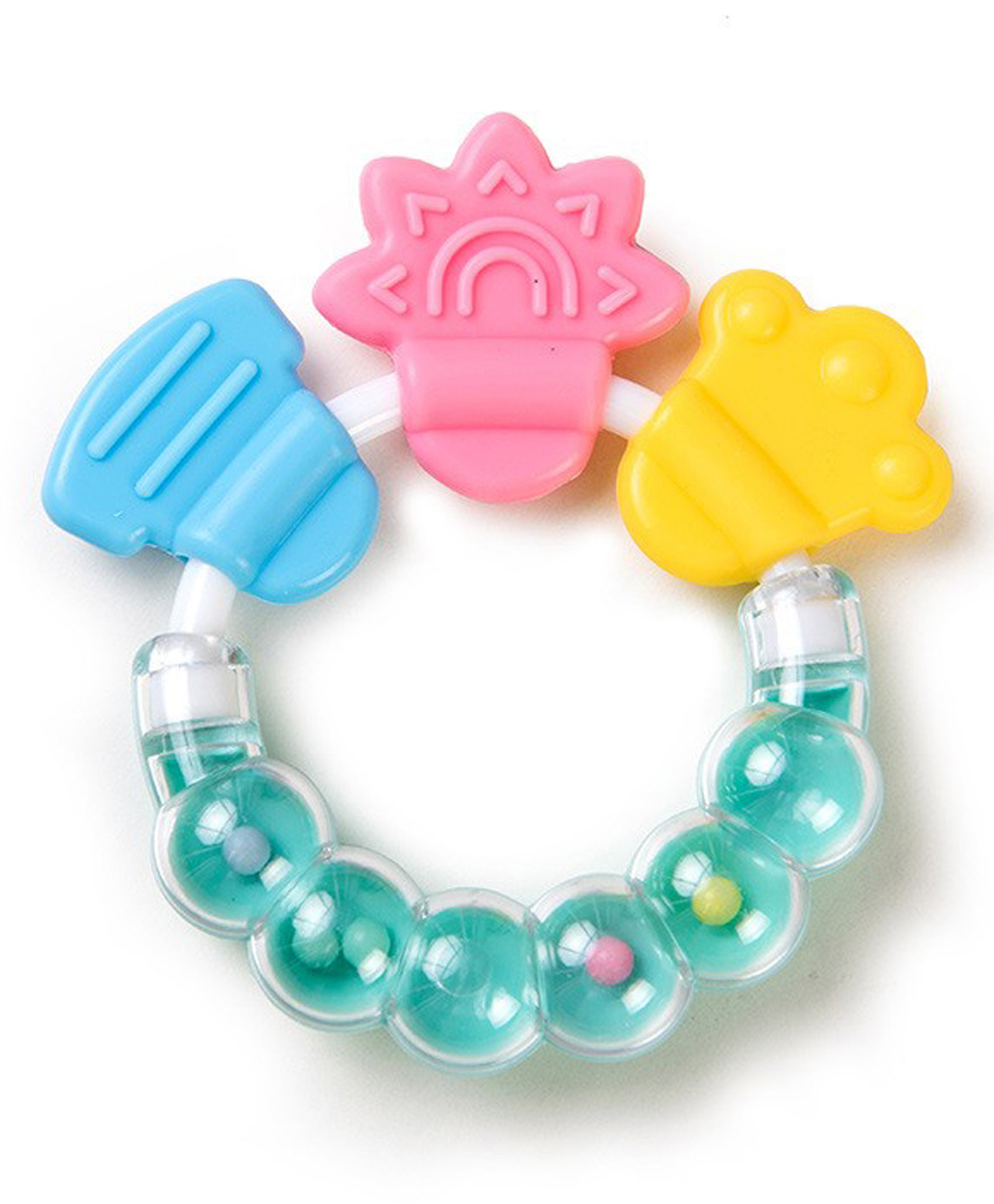 Fantasy India Round Shape BPA Free Silicone Bell Teether Ring - Green-image-41