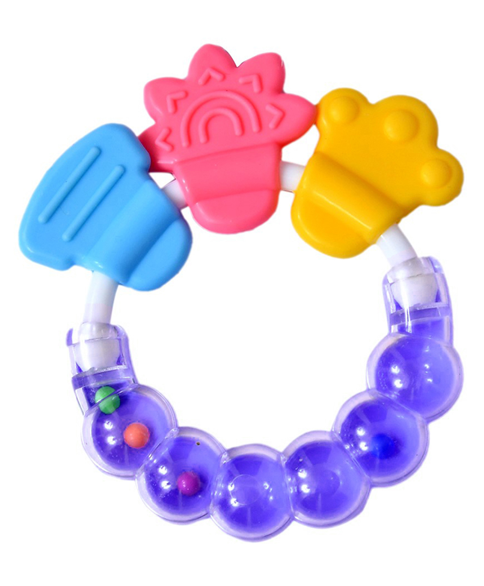 Fantasy India Round Shape BPA Free Silicone Bell Teether Ring - Purple-picture-26