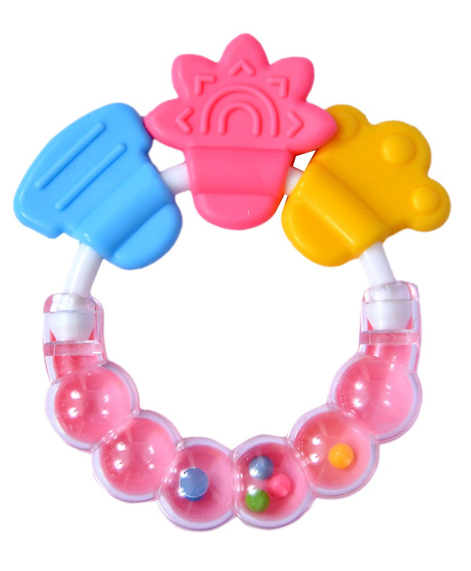 Fantasy India Round Shape BPA Free Silicone Bell Teether Ring - Orange-image-39