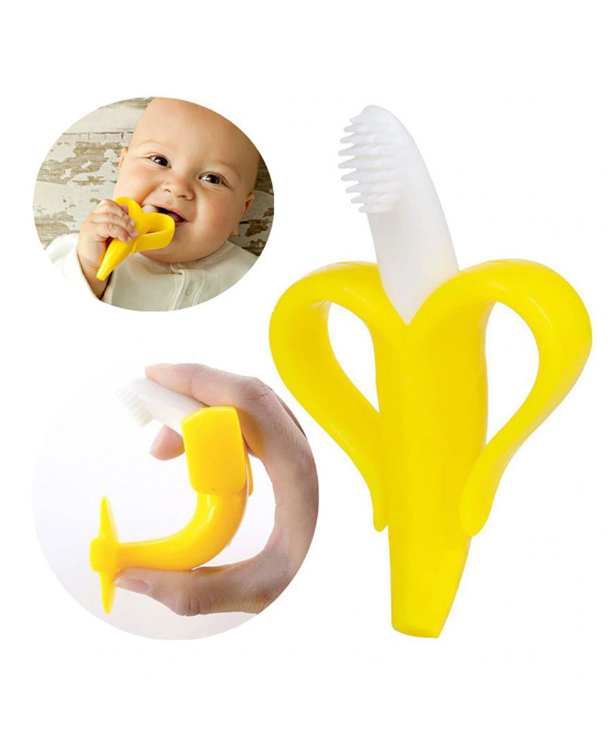 Silicone Banana Shaped Teething Toothbrush - Yellow-image-9