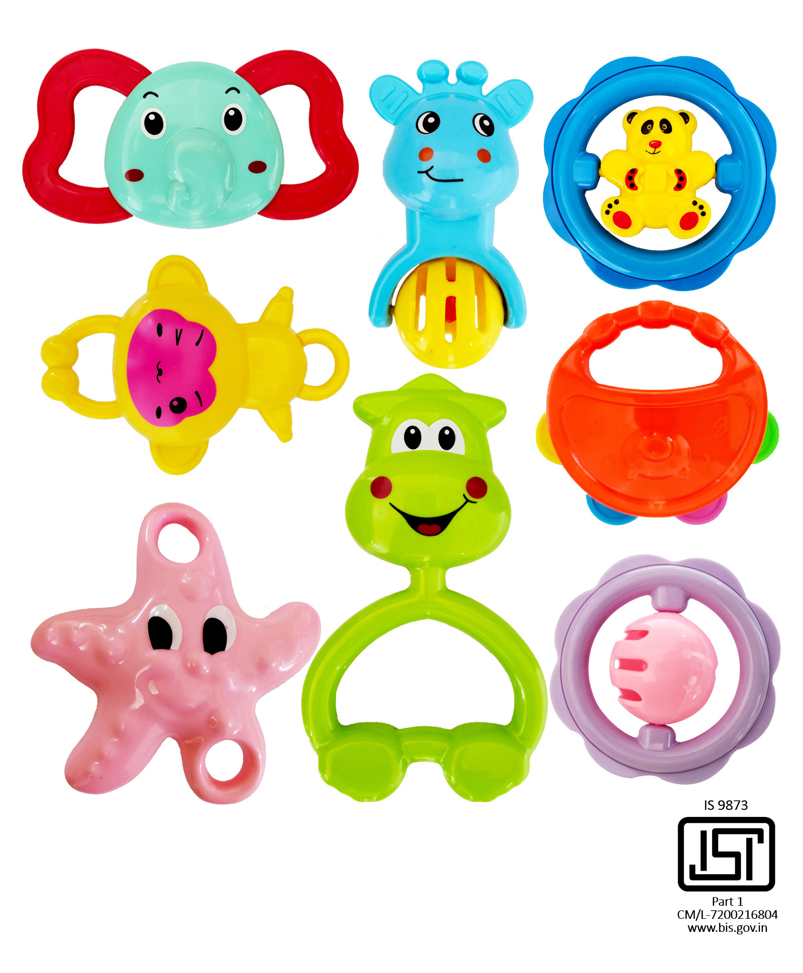 Toys Set for Baby Non-Toxic Musical Sound Rattle Teether for New Born Infant Babies With Smooth Edges (Color And Print May Vary) Pack Of 7-image-0