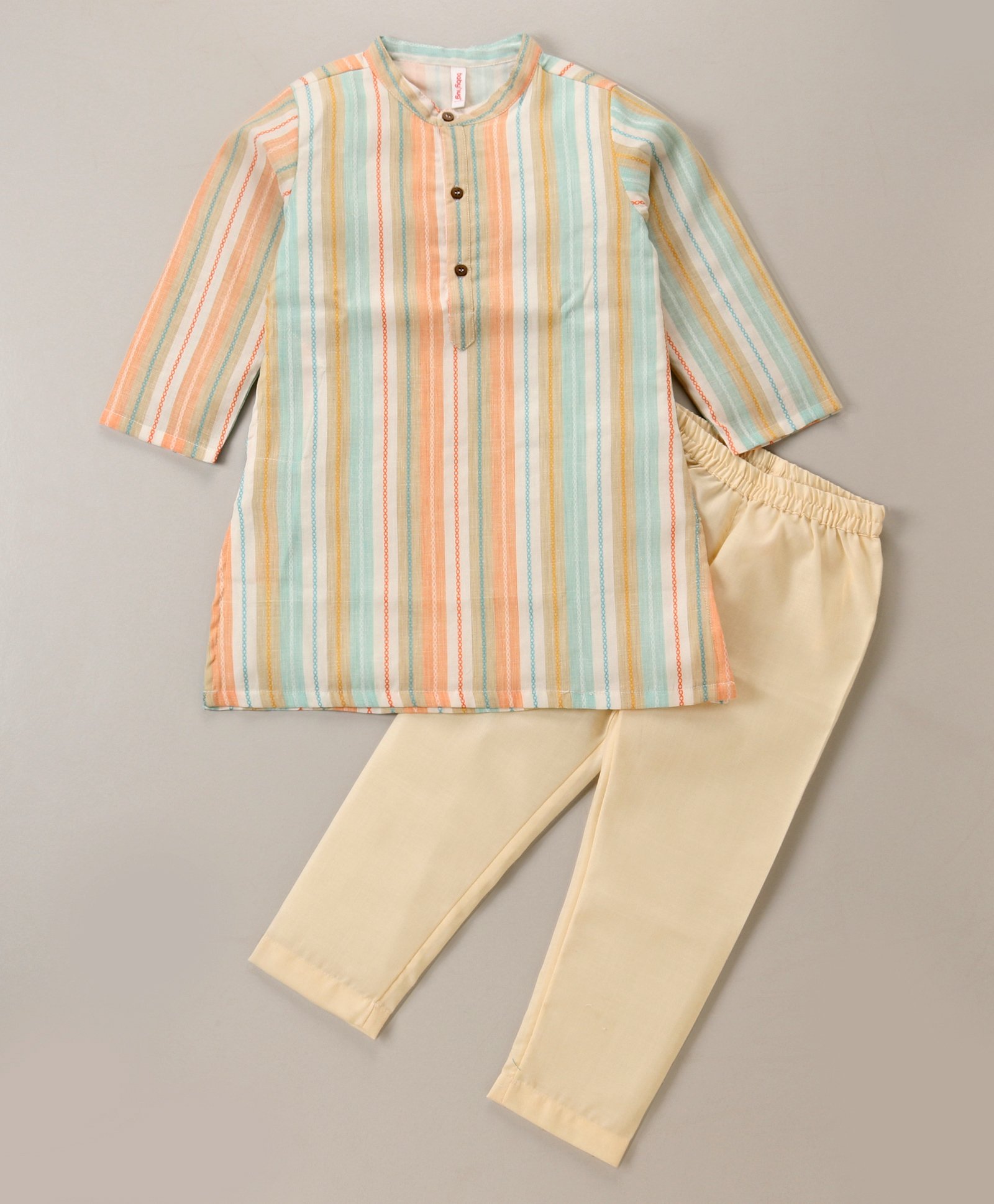 Babyhug Cotton Full Sleeves Striped Kurta with Dhoti Set - Pink & Blue-picture-22