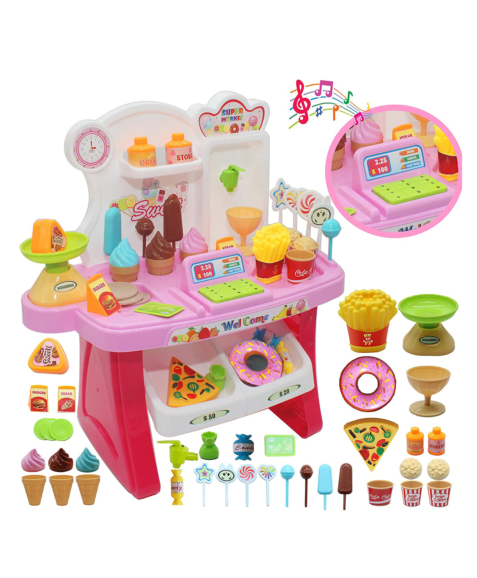 OPINA  Kids Role Pretend Play Set Mini Home Supermarket Set Multicolour- 37 Pieces-picture-3