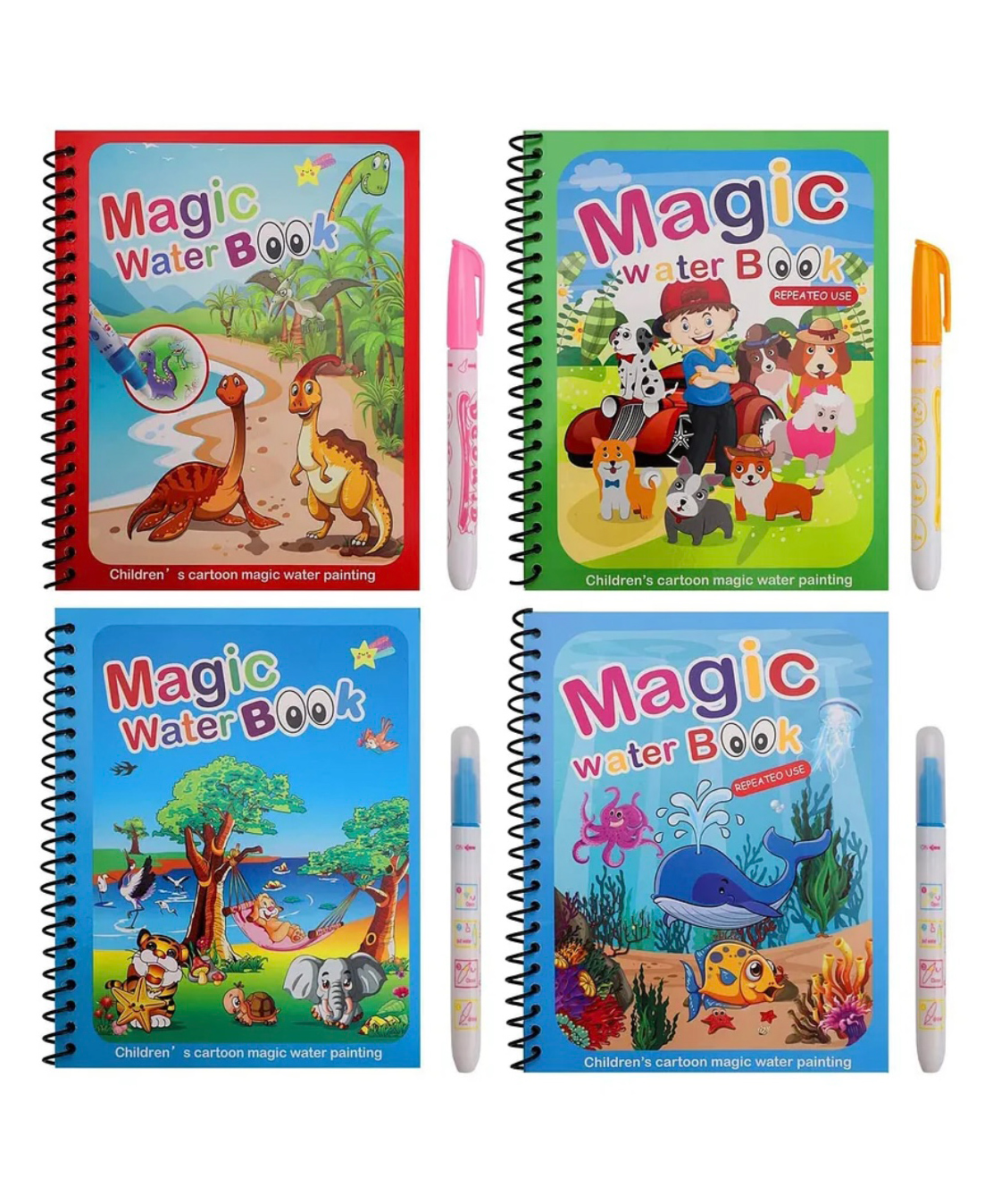 ARCADE TOYS Magic Water Doodle Colouring Book & Pen for Kids(Pack of 4) - Colour may vary-picture-45