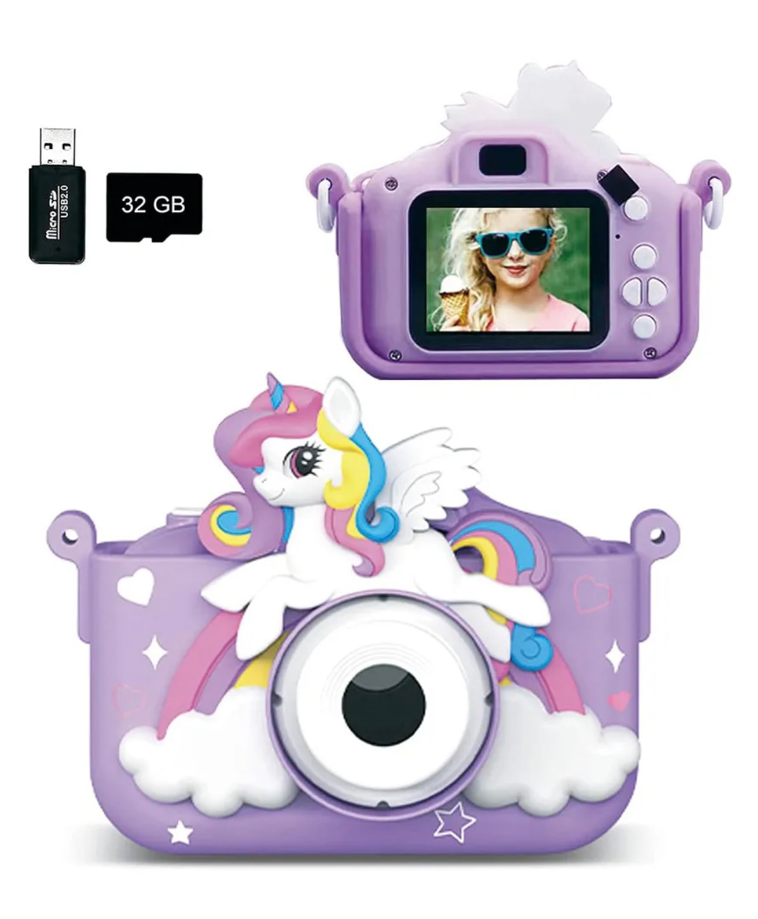 ARCADE TOYS Portable Handy Unicorn Camera full HD 1080P 2.0 screen with Inbuilt Game for Kids - Colour may vary-image-35