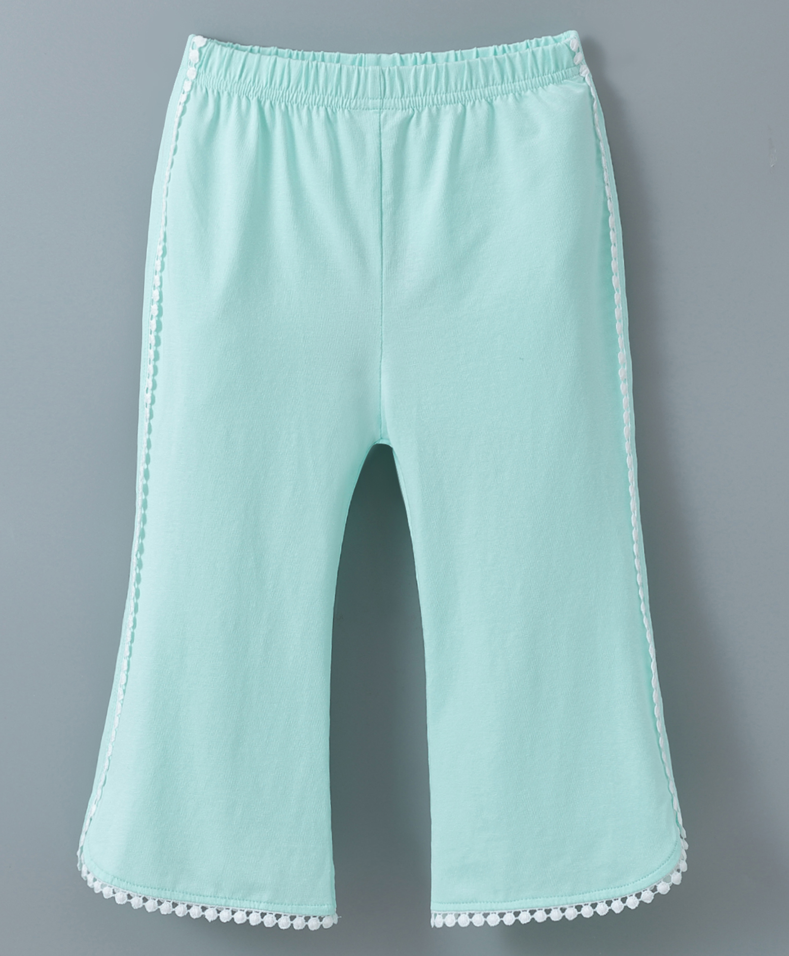 Kookie Kids Full Length Lounge   Pants Lace Detailing Solid Colour  - Teal Blue-picture-19