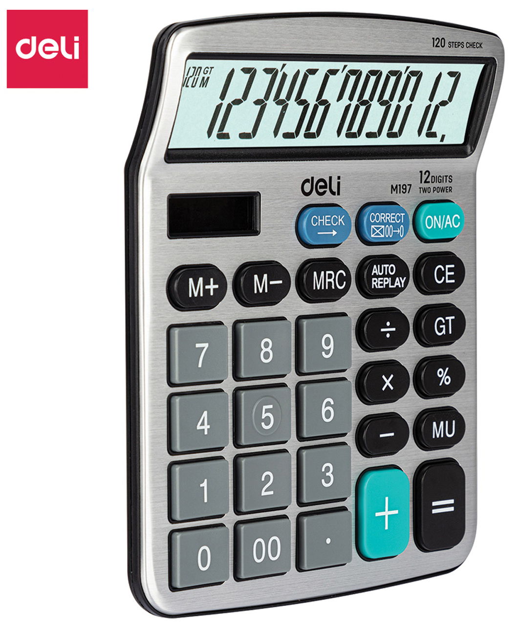 Deli Wm19710 Basic Calculator - 1 Pcs,  12 Digit, 120 Steps Check, Silver Body-image-30