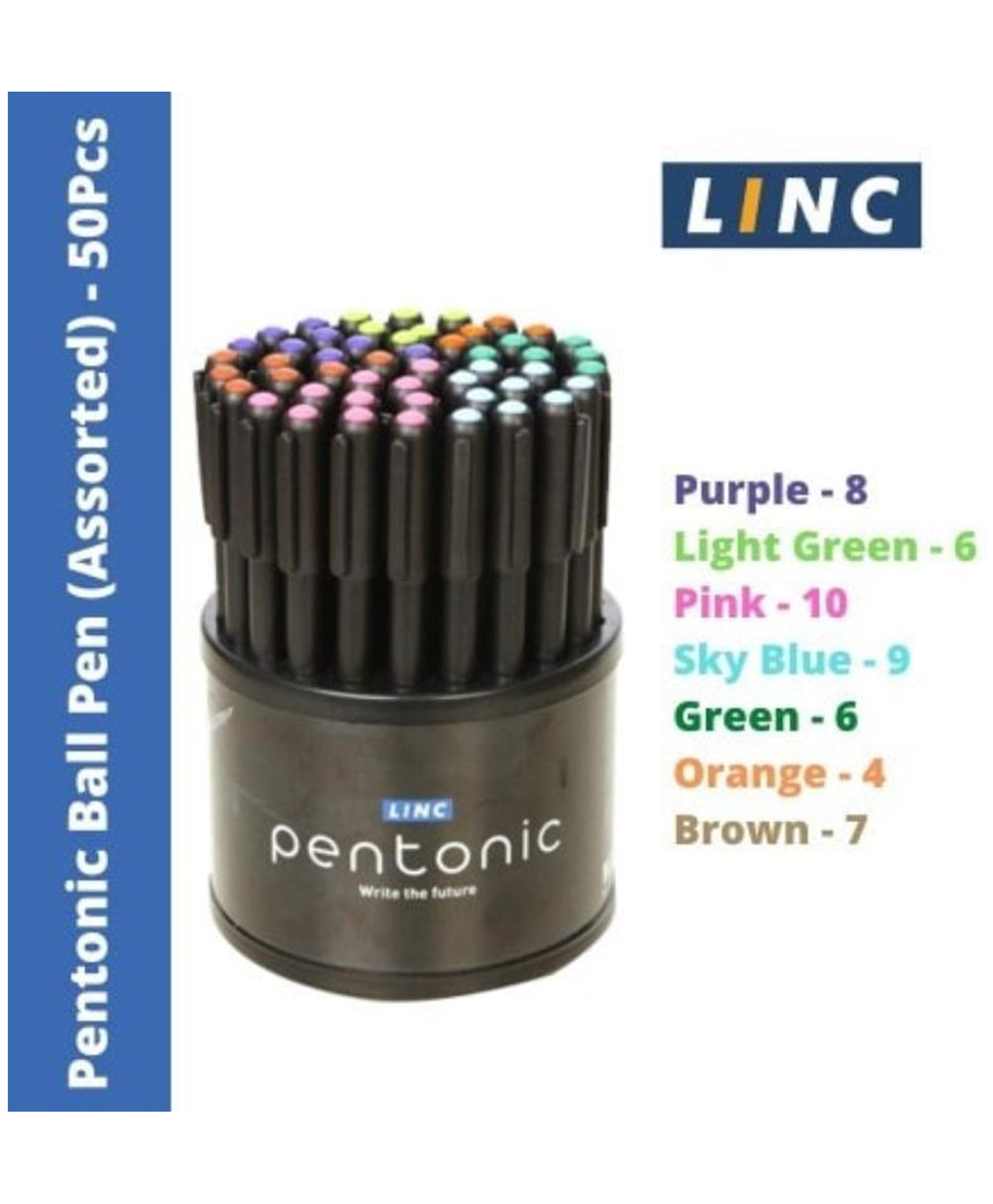 Pentonic Fancy Color Ball Pen - Multicolor Ink, 50 Pcs Set.-image-5