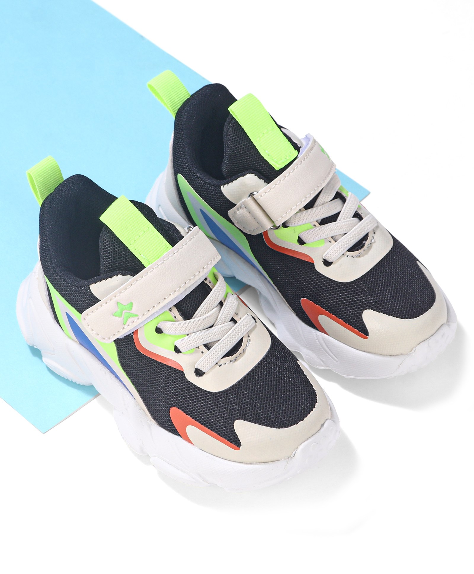 Cute Walk by Babyhug Sneakers Shoes  with Velcro Closure and Star Embroidery- Black & Beige-image-35