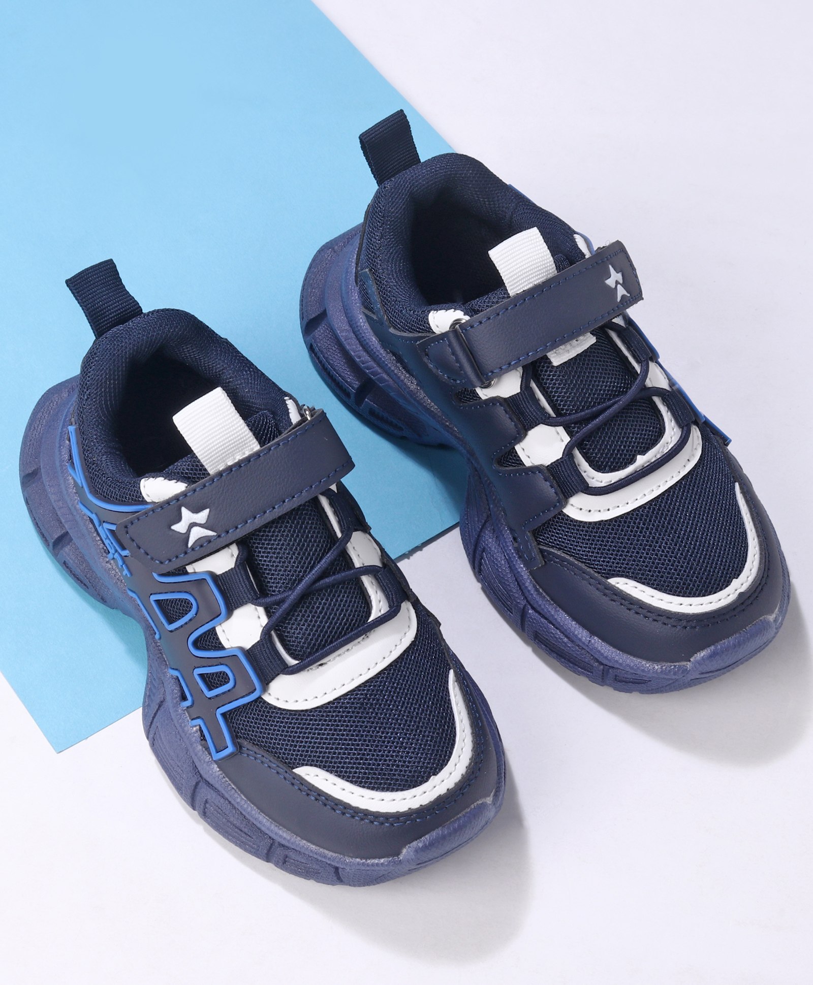 Cute Walk by Babyhug Sneakers Shoes with Velcro Closure & Alphabet Patch- Blue-image-18