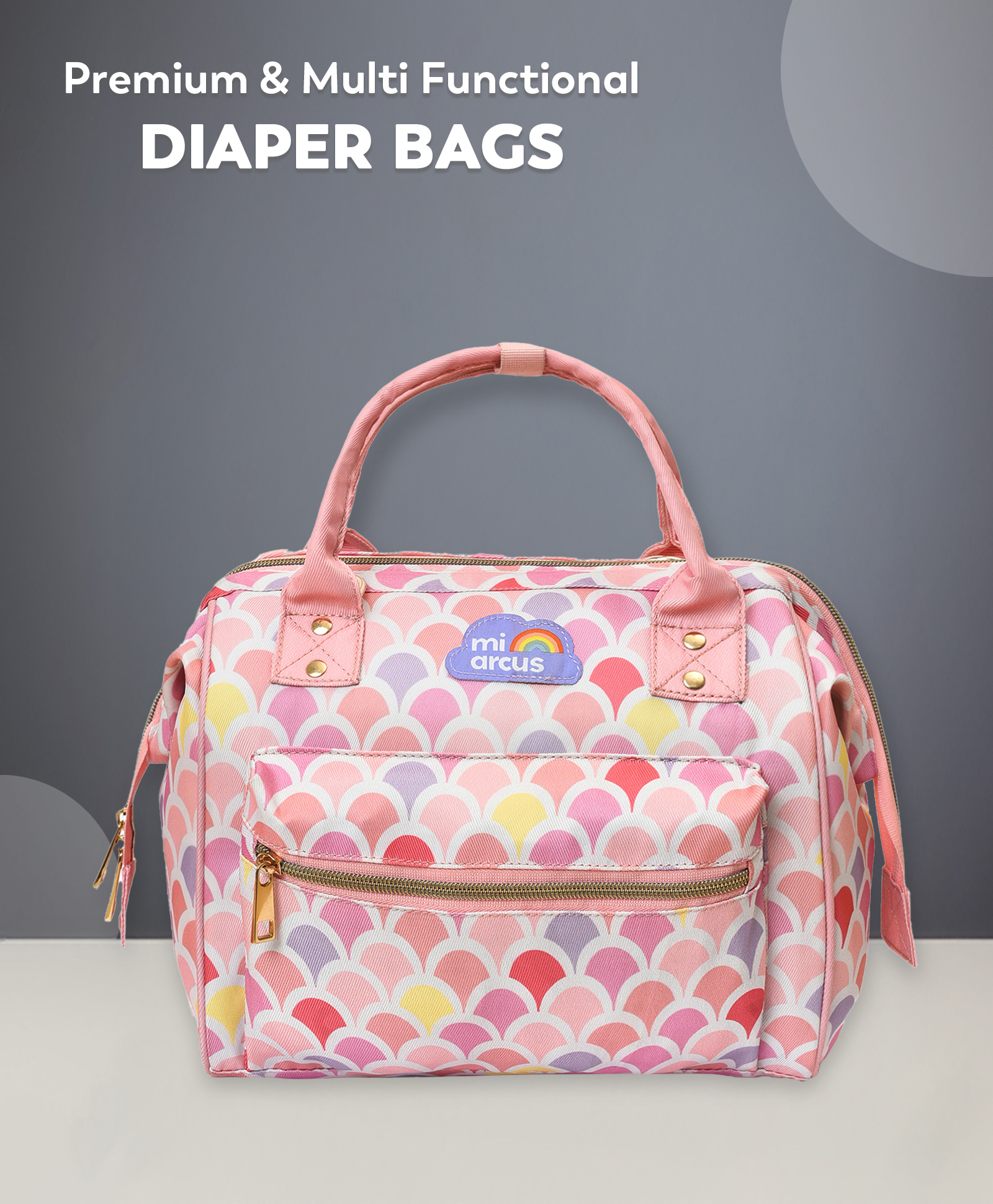Mi Arcus Canvas Diaper Bag - Pink
