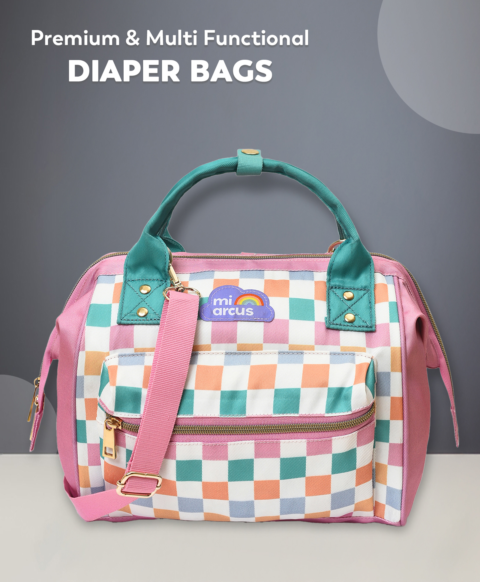 Mi Arcus Canvas Diaper Bag - Dark Pink